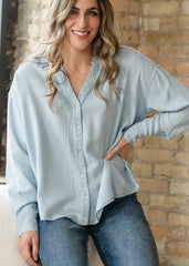 Relaxed Pinstripe Button Front Shirt - FINAL SALE