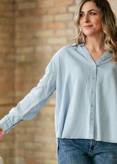 Relaxed Pinstripe Button Front Shirt - FINAL SALE