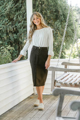 Remi Cafe Brown Midi Skirt