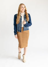 Remi Toasted Coconut Denim Midi Skirt - FINAL SALE