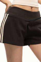 Retro Striped Drawstring Sports Shorts