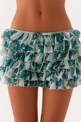 Y2K Ruffle Tiered Mini Skort Shorts