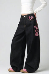 Chic Y2K Vintage Embroidered Wide Leg Jeans