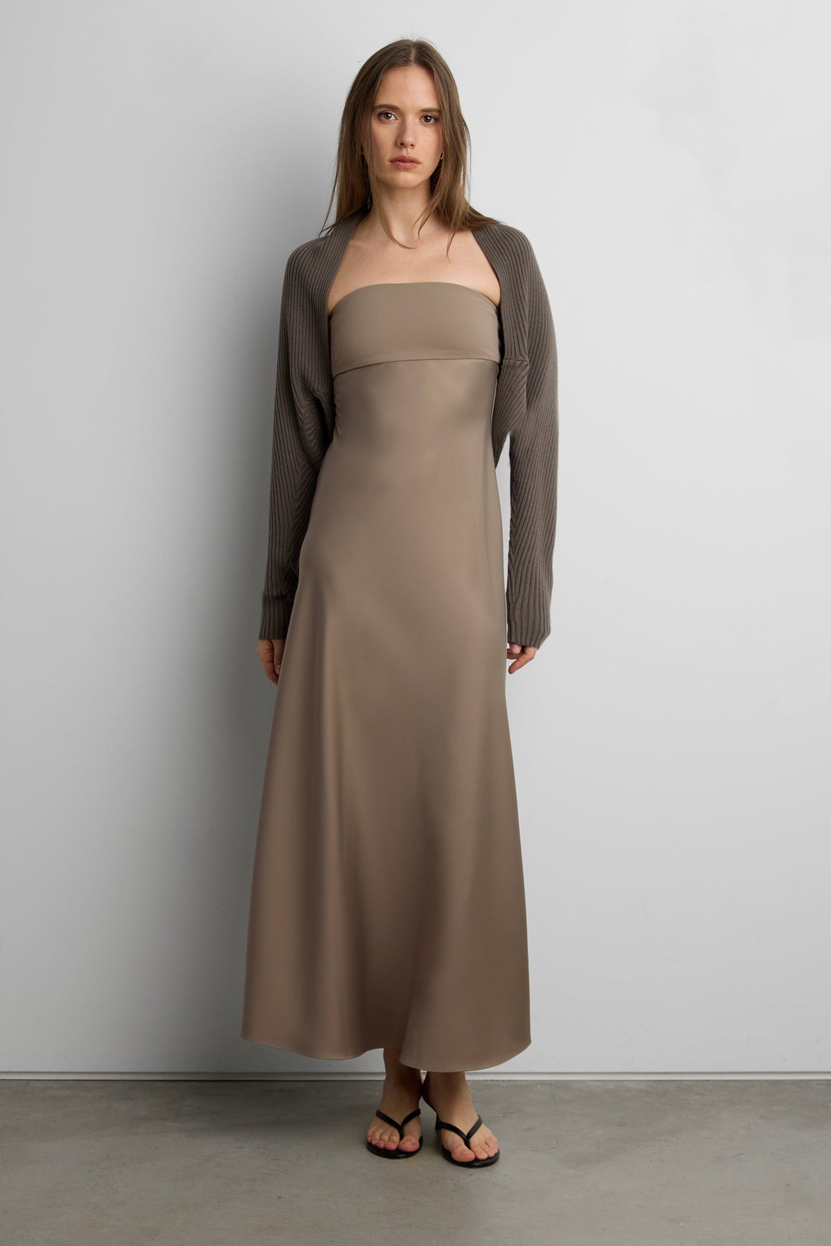 DRAPED RIBBED KNIT BOLERO
