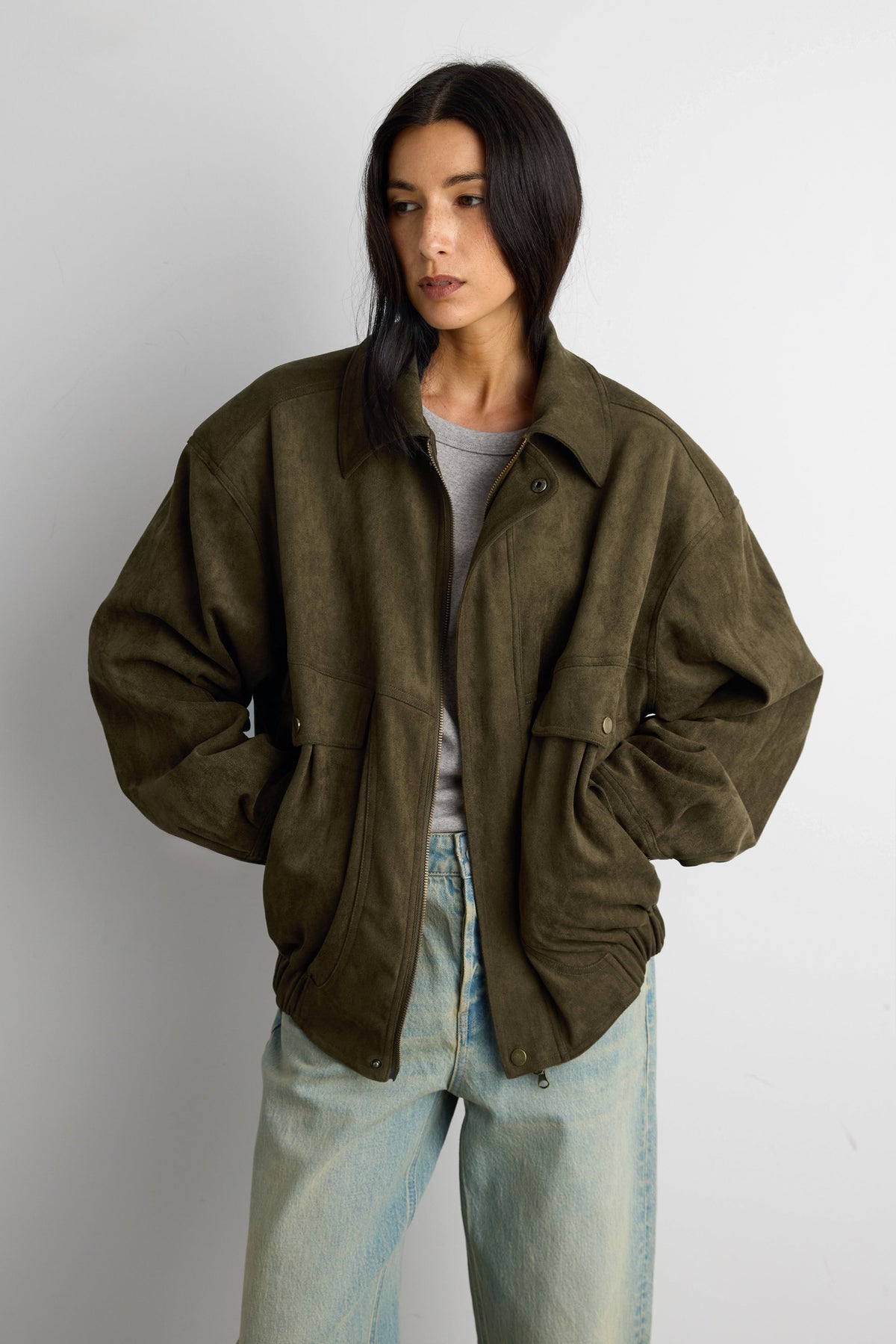 VEGAN SUEDE BOMBER JACKET