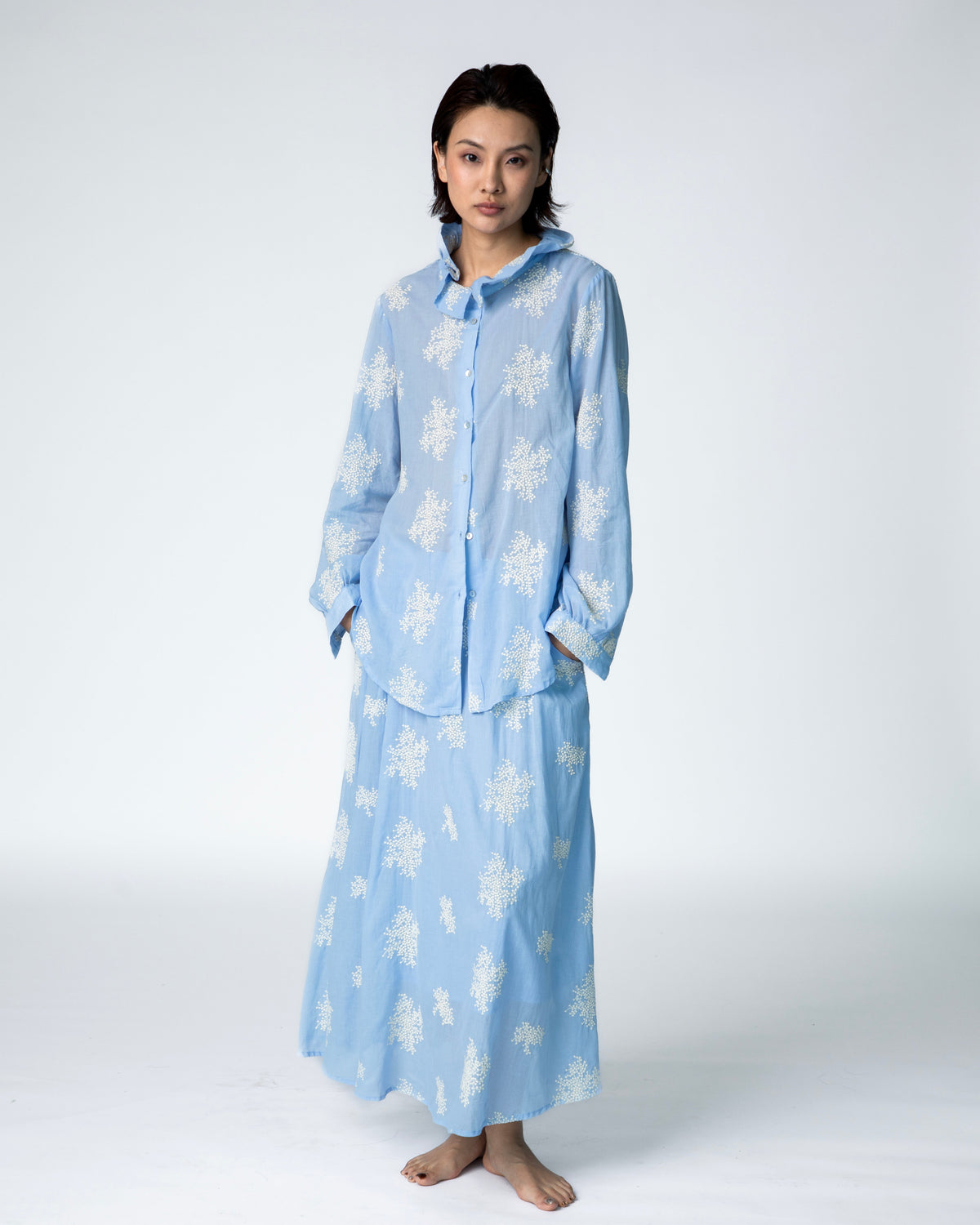 Lou Skirt - Light Blue Embroidery