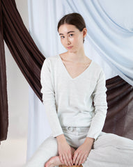 Marcelle Long T-Shirt (V-Neck) - Silver