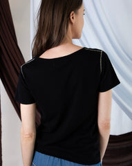 Marcelle T-Shirt (V-Neck) - Pitch Black