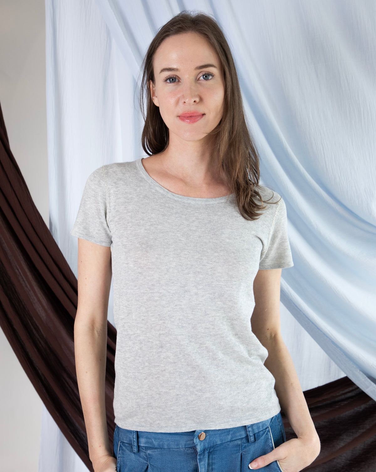 Marcelle T-Shirt (Round Neck) - Woodsmoke