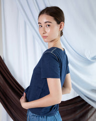 Marcelle T-Shirt (Round Neck) - Indigo Denim