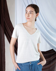 Marcelle T-Shirt (V-Neck) - Silver