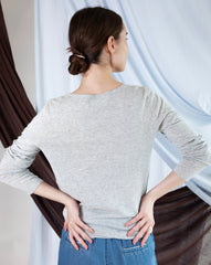 Marcelle Long T-Shirt (Round Neck) - Woodsmoke