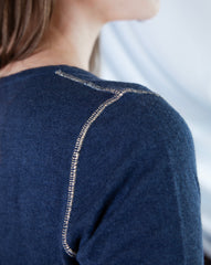 Marcelle Long T-Shirt (Round Neck) - Indigo Denim