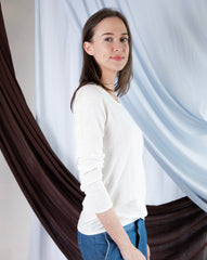 Marcelle Long T-Shirt (Round Neck) - White