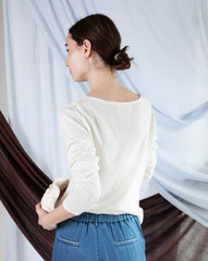 Marcelle Long T-Shirt (V-Neck) - White