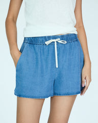 Lilou Short - Medium Blue Chambray