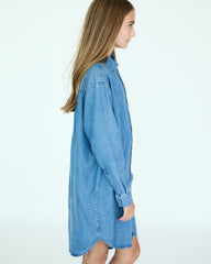 Girl Jules Dress Shirt - Medium Blue Chambray