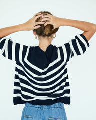 Girl La Bretagne Cardigan - Navy/White Stripes