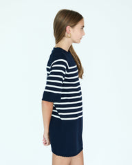 Girl La Bretagne Dress - Navy/White Stripes