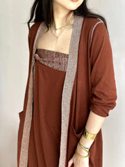 Georgia Long Cardigan - Sierra Brown