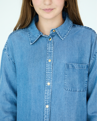 Girl Jules Oversize Shirt - Medium Blue Chambray