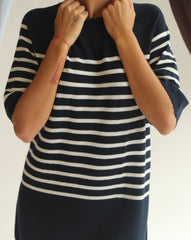 La Bretagne Dress - Navy/White Stripes