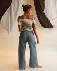 La Bretagne Top - White/Navy Stripes