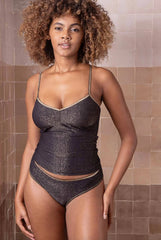 Georgia Camisole with Removable Bra Pads - Black Lurex