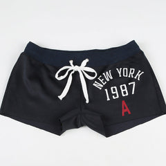 Sporty Casual Number Print Color Block Shorts
