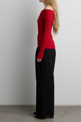RIBBED OFF THE SHOULDER SWEATER