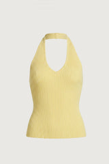 RIBBED KNIT HALTER TANK TOP