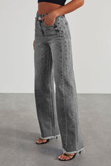Solid Minimalist Washed Wide Leg Jeans
