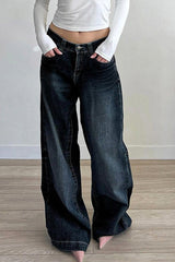 Edgy Relaxed Solid Laid-back Jeans