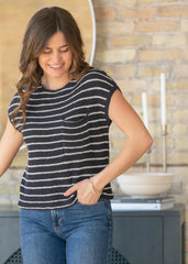 Birdie Striped Cap Sleeve Sweater