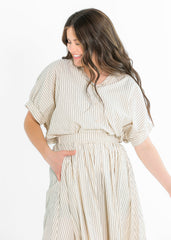 Black Striped Button-Up Top - FINAL SALE