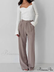 Business Casual Pleat Trendy Wide Leg Dress Pants