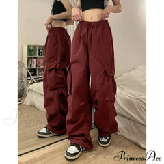 Casual Straight Wide Leg Pockets Joggers Trousers