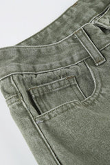 Distressed Bell Bottom Denim Jeans