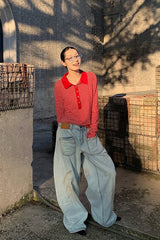 Distressed Ruched Wide Leg Designer Pocket Jeans
