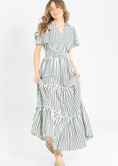Eden Black Stripe Smocked Waist Maxi Dress - FINAL SALE