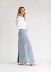 Elisha Light Wash Long Denim Skirt - FINAL SALE