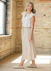 Evie Cap Sleeve Button Up Top - FINAL SALE