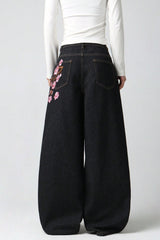 Chic Y2K Vintage Embroidered Wide Leg Jeans