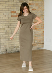 Jane Dark Taupe T-Shirt Maxi Dress