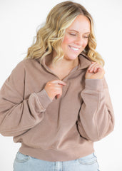 Kala Pullover Half-Zip Up Terry Sweatshirt - FINAL SALE
