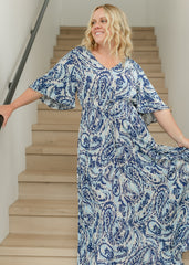 Layla Printed Flutter Sleeve Maxi Dress - FINAL SALE
