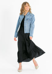 Liverpool® Tiered Woven Black Maxi Skirt - FINAL SALE