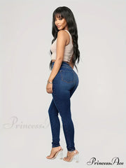 Plain High Waist Skinny High Rise Slim Fit Slash Pockets Casual Denim Jean