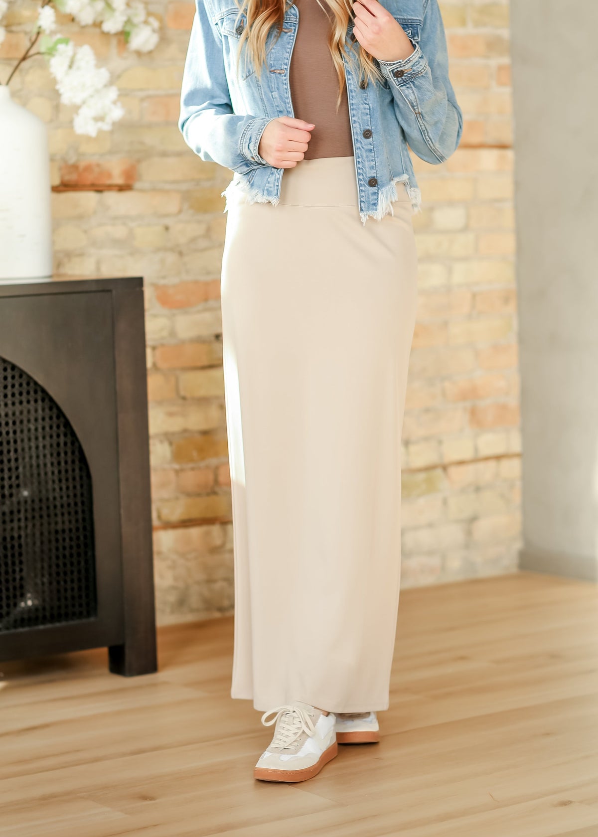 Quinn Taupe Knit Maxi Skirt