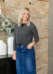 Renley Waffle Knit Button Up Top - FINAL SALE